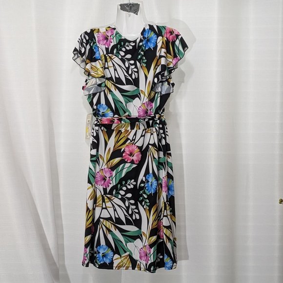 SUNNY LEIGH Dress Medium Colorfull Floral  Knee Lenght Size L Multi-Color - Picture 6 of 10